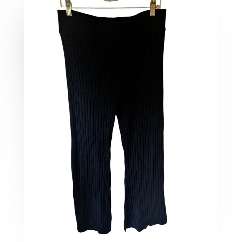 Bagatelle Collection Womens Black Ribbed Knit High Waisted Pants Size Large NWT